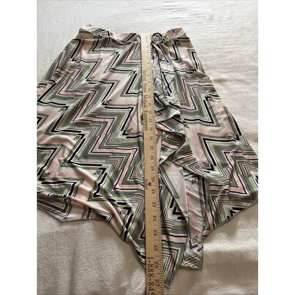 Rampage Beige/Pink/Green Argyle asymmetrical midi skirt Y2K Retro Hippy SzM - Picture 5 of 6
